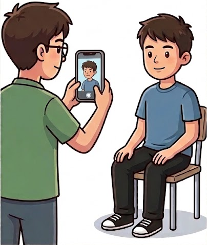 A friend takes the photo for you
